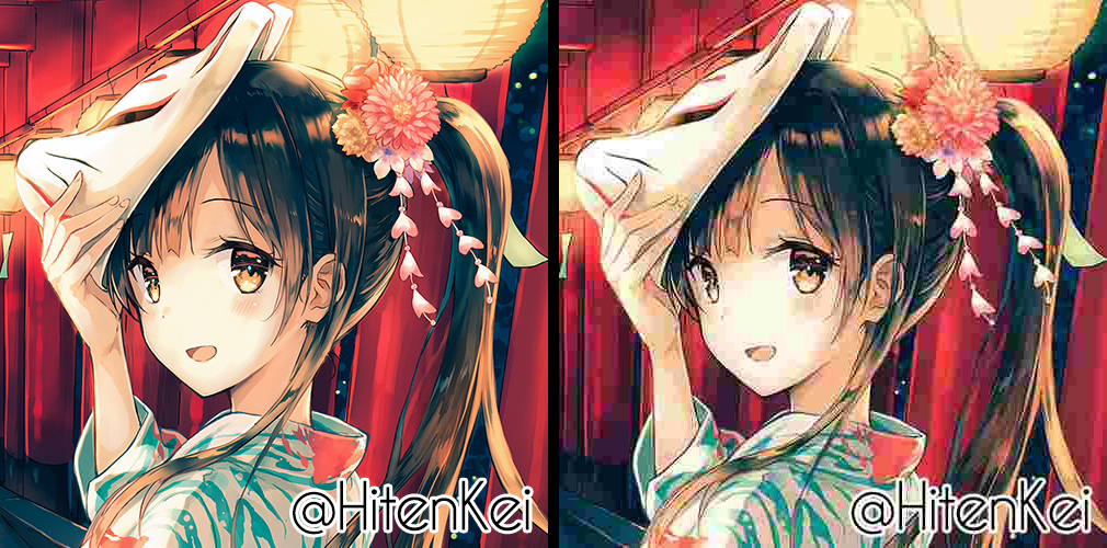 左：原图；右：JPEG 压缩 Q=10